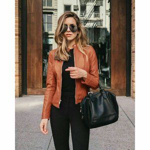 LeatherSuitJacket Zipper Windproof Coat